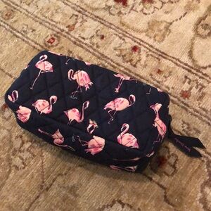 Vera Bradley Flamingo Fiesta cosmetic makeup travel bag lined quilted NWT PINK